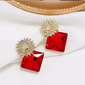 3/$15 Red Gemstone Fashion Earrings